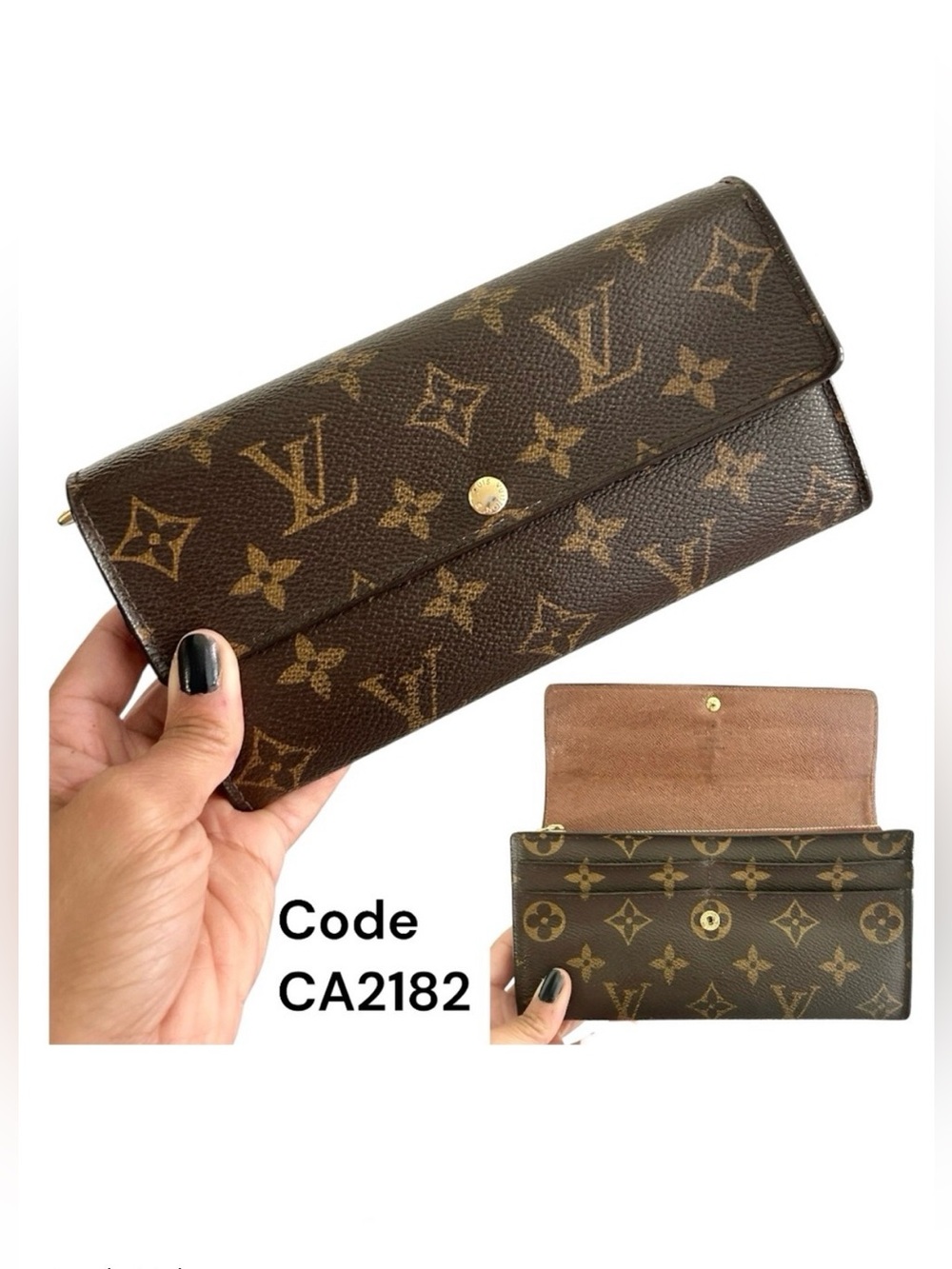 LOUIS VUITTON Coated Canvas Monogram Sarah Women’s Long Wallet Brown Authentic